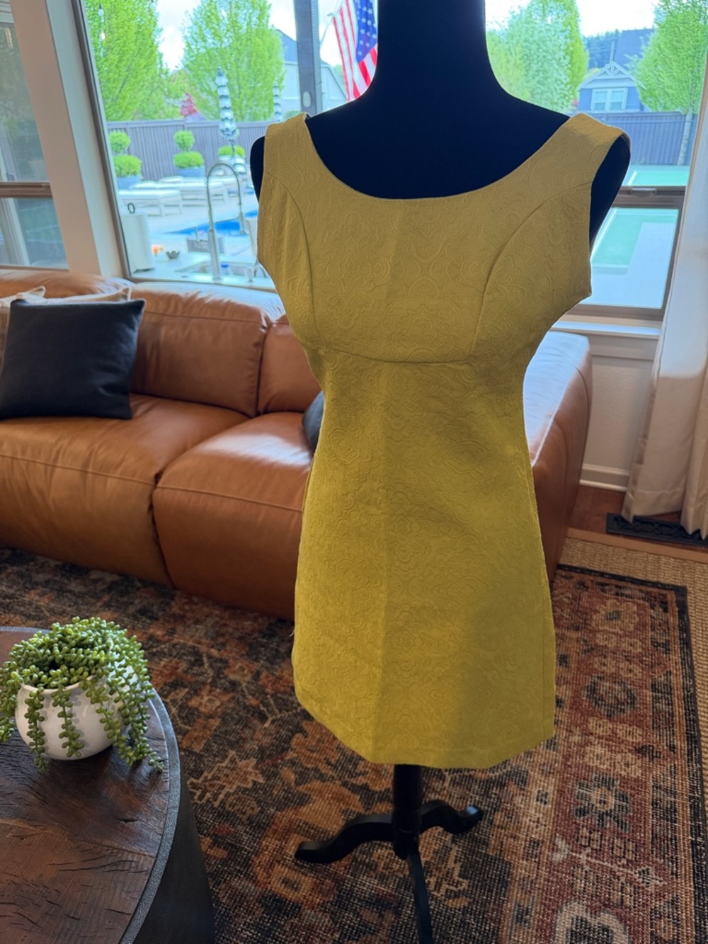 Anthropologie WHAT GOES AROUND COMES AROUND Mustard Sleeveless Dress Size 2 EUC